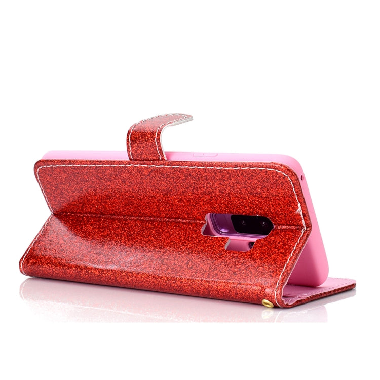 Glitter Powder Horizontal Flip Leather Case for Galaxy S9+, with Card Slots & Wallet & Photo Frame & Sling