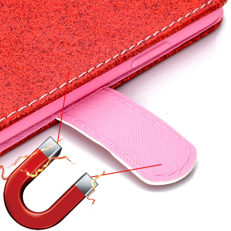 Glitter Powder Horizontal Flip Leather Case for Galaxy S9+, with Card Slots & Wallet & Photo Frame & Sling