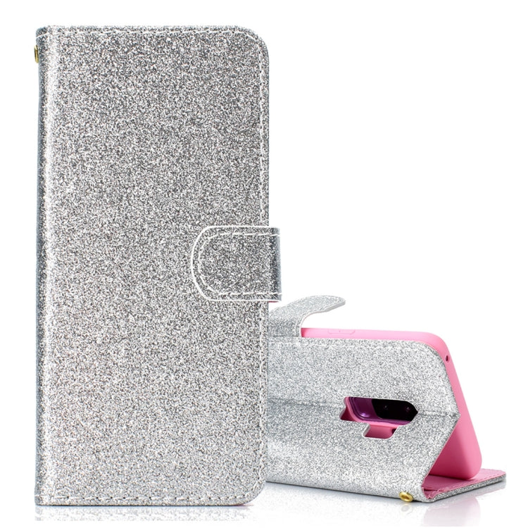 Glitter Powder Horizontal Flip Leather Case for Galaxy S9+, with Card Slots & Wallet & Photo Frame & Sling