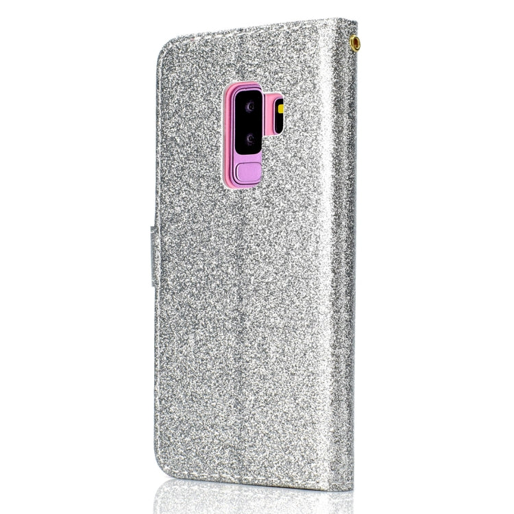Glitter Powder Horizontal Flip Leather Case for Galaxy S9+, with Card Slots & Wallet & Photo Frame & Sling