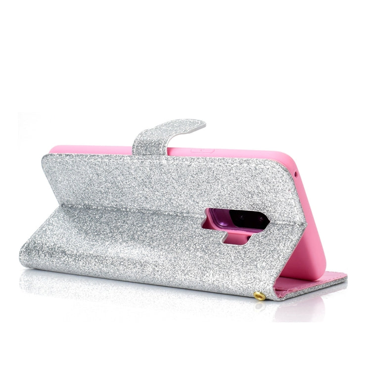 Glitter Powder Horizontal Flip Leather Case for Galaxy S9+, with Card Slots & Wallet & Photo Frame & Sling
