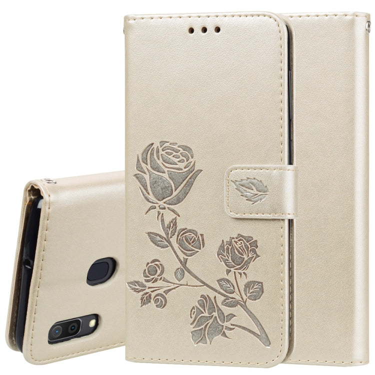 Rose Embossed Horizontal Flip PU Leather Case for Galaxy A30 / A20, with Holder & Card Slots & Wallet