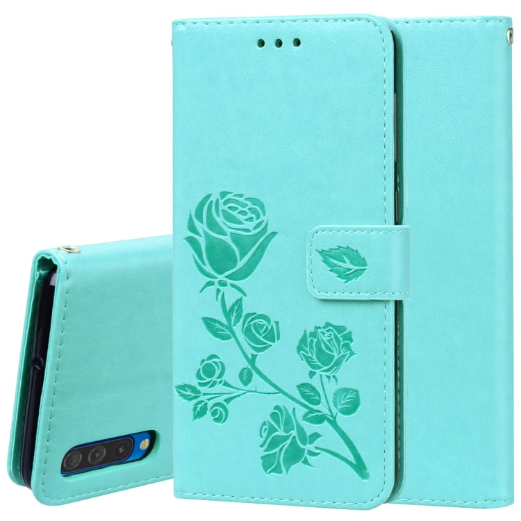 Rose Embossed Horizontal Flip PU Leather Case for Galaxy A50, with Holder & Card Slots & Wallet