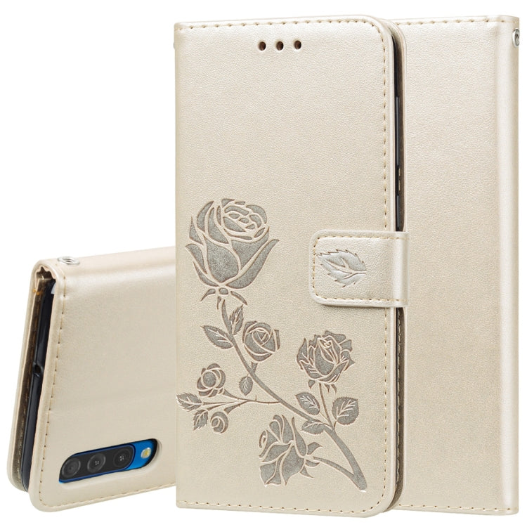 Rose Embossed Horizontal Flip PU Leather Case for Galaxy A50, with Holder & Card Slots & Wallet