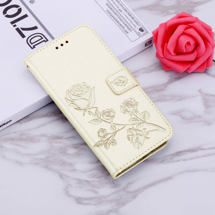 Rose Embossed Horizontal Flip PU Leather Case for Galaxy A50, with Holder & Card Slots & Wallet