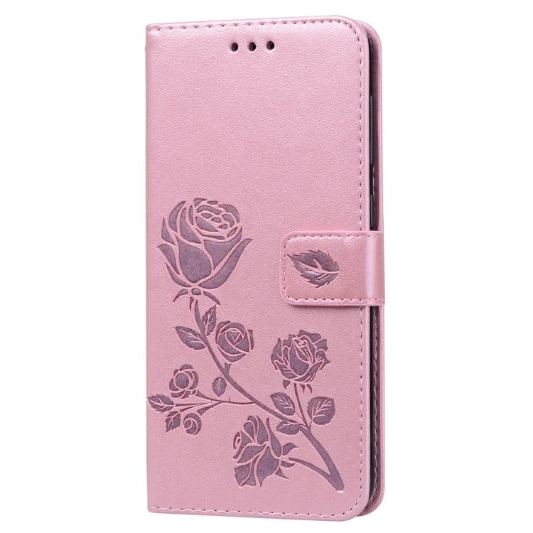 Rose Embossed Horizontal Flip PU Leather Case for Galaxy A50, with Holder & Card Slots & Wallet