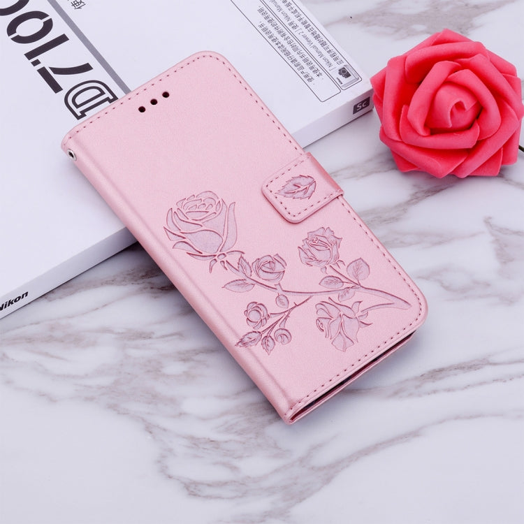 Rose Embossed Horizontal Flip PU Leather Case for Galaxy A50, with Holder & Card Slots & Wallet