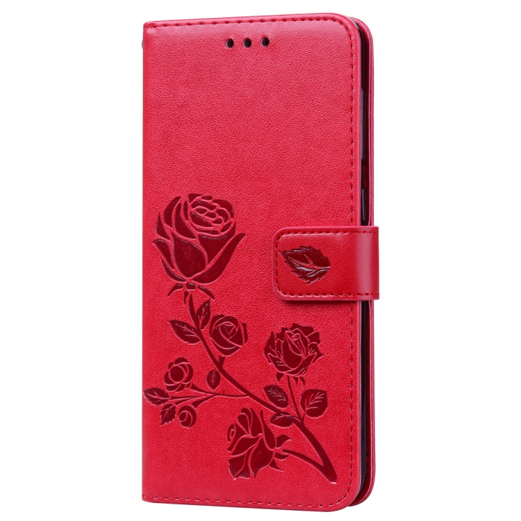 Rose Embossed Horizontal Flip PU Leather Case for Galaxy A50, with Holder & Card Slots & Wallet