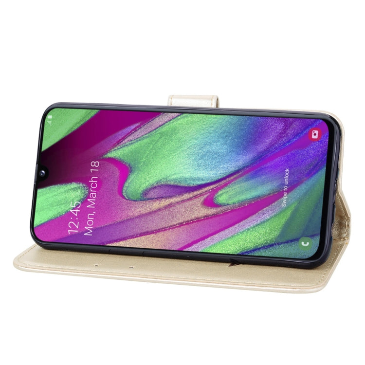 Rose Embossed Horizontal Flip PU Leather Case for Galaxy A40, with Holder & Card Slots & Wallet