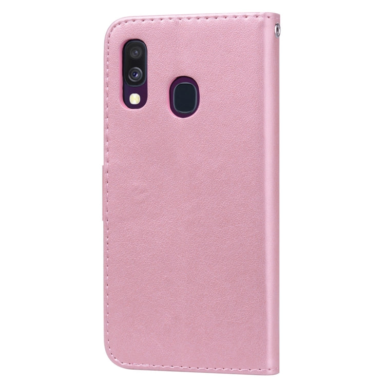 Rose Embossed Horizontal Flip PU Leather Case for Galaxy A40, with Holder & Card Slots & Wallet