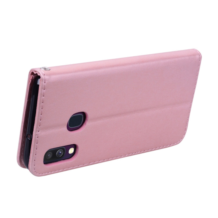 Rose Embossed Horizontal Flip PU Leather Case for Galaxy A40, with Holder & Card Slots & Wallet