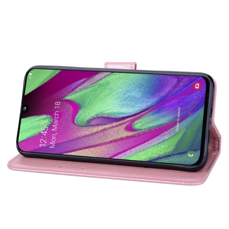 Rose Embossed Horizontal Flip PU Leather Case for Galaxy A40, with Holder & Card Slots & Wallet