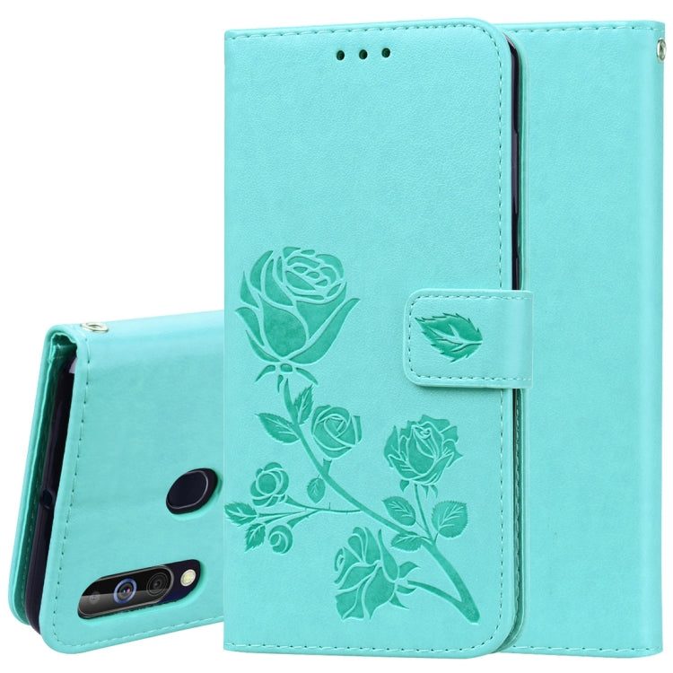 Rose Embossed Horizontal Flip PU Leather Case for Galaxy A60, with Holder & Card Slots & Wallet