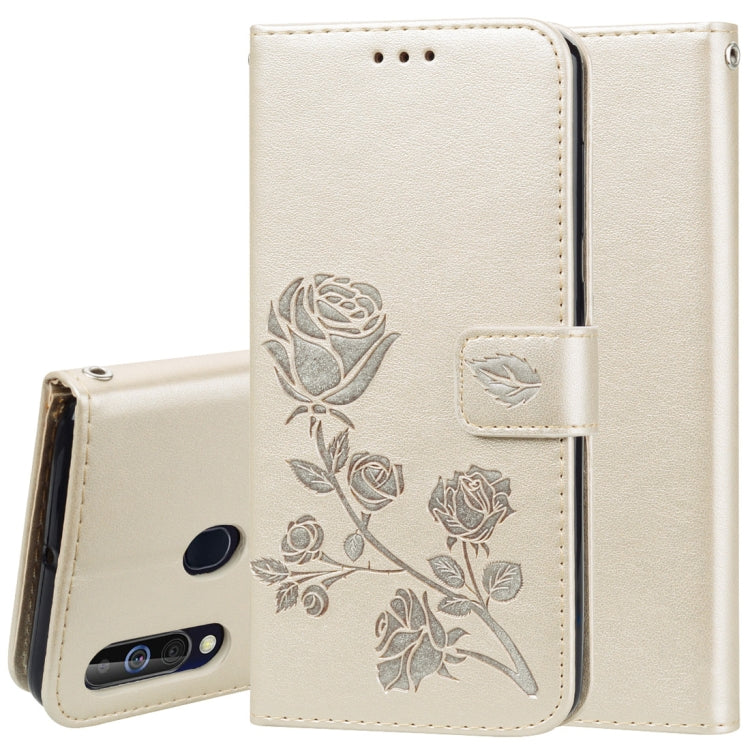 Rose Embossed Horizontal Flip PU Leather Case for Galaxy A60, with Holder & Card Slots & Wallet