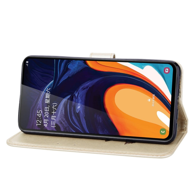 Rose Embossed Horizontal Flip PU Leather Case for Galaxy A60, with Holder & Card Slots & Wallet