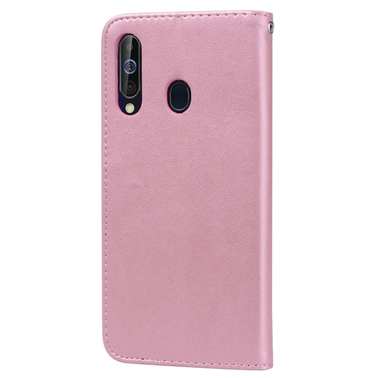 Rose Embossed Horizontal Flip PU Leather Case for Galaxy A60, with Holder & Card Slots & Wallet