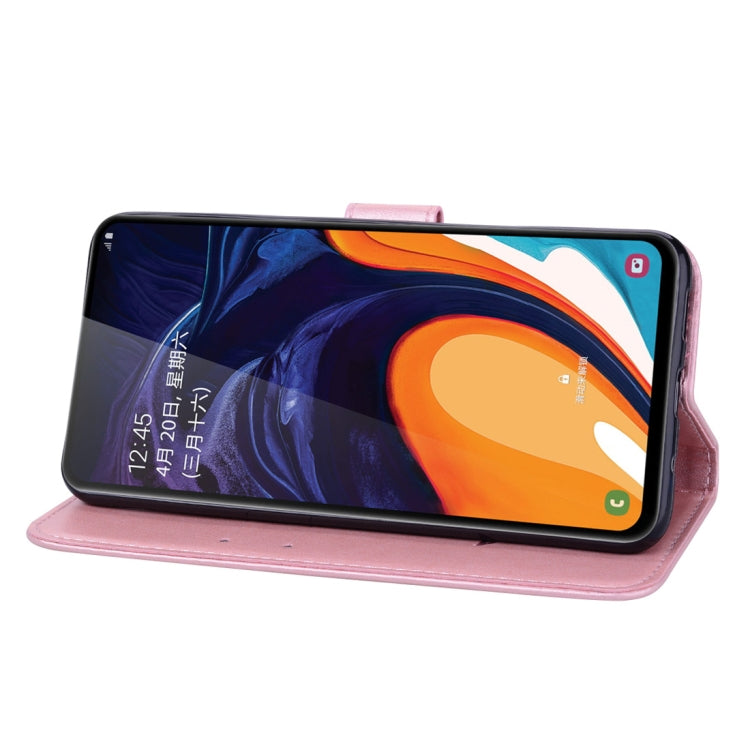 Rose Embossed Horizontal Flip PU Leather Case for Galaxy A60, with Holder & Card Slots & Wallet