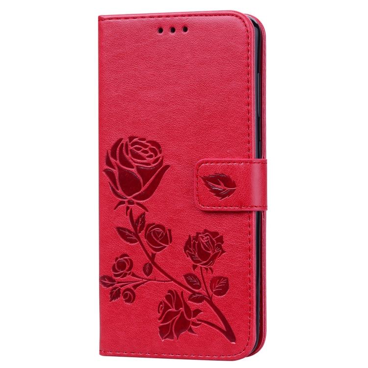 Rose Embossed Horizontal Flip PU Leather Case for Galaxy A60, with Holder & Card Slots & Wallet