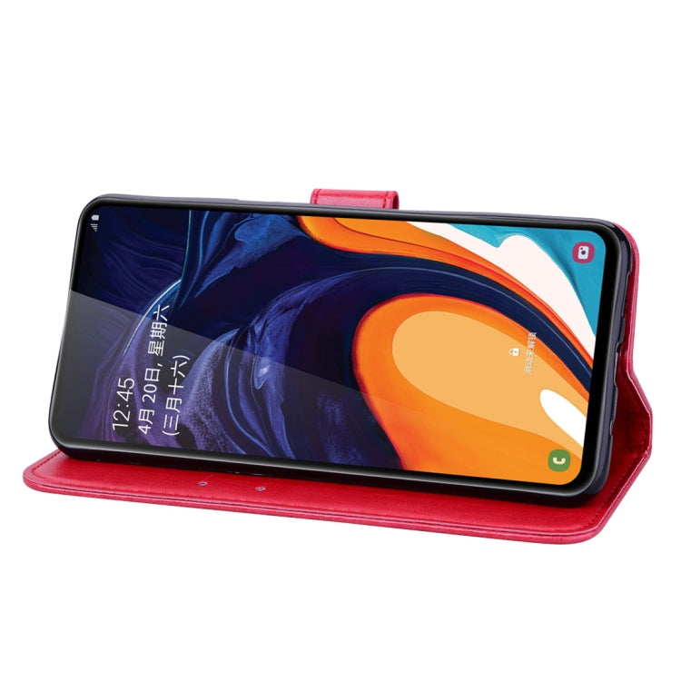 Rose Embossed Horizontal Flip PU Leather Case for Galaxy A60, with Holder & Card Slots & Wallet