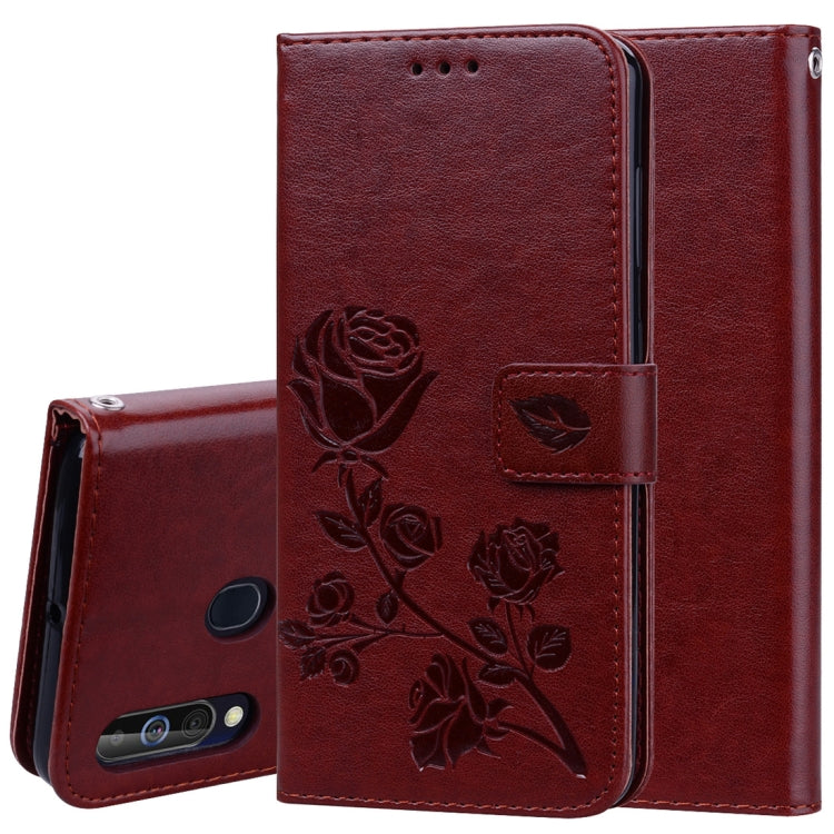 Rose Embossed Horizontal Flip PU Leather Case for Galaxy A60, with Holder & Card Slots & Wallet