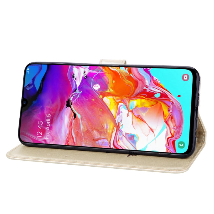 Rose Embossed Horizontal Flip PU Leather Case for Galaxy A70, with Holder & Card Slots & Wallet