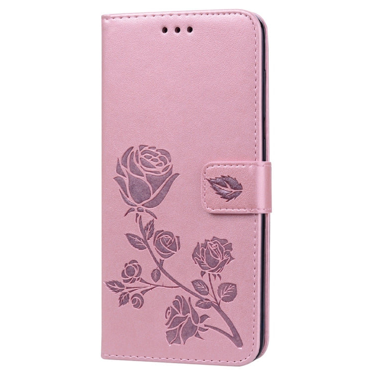Rose Embossed Horizontal Flip PU Leather Case for Galaxy A70, with Holder & Card Slots & Wallet