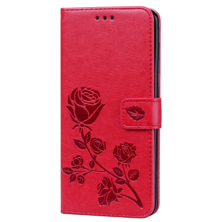 Rose Embossed Horizontal Flip PU Leather Case for Galaxy A70, with Holder & Card Slots & Wallet