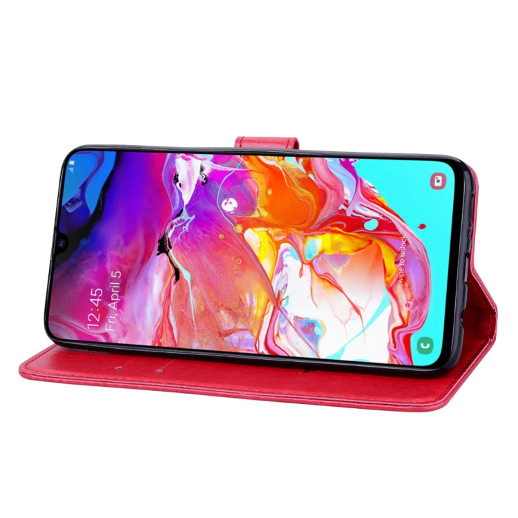 Rose Embossed Horizontal Flip PU Leather Case for Galaxy A70, with Holder & Card Slots & Wallet