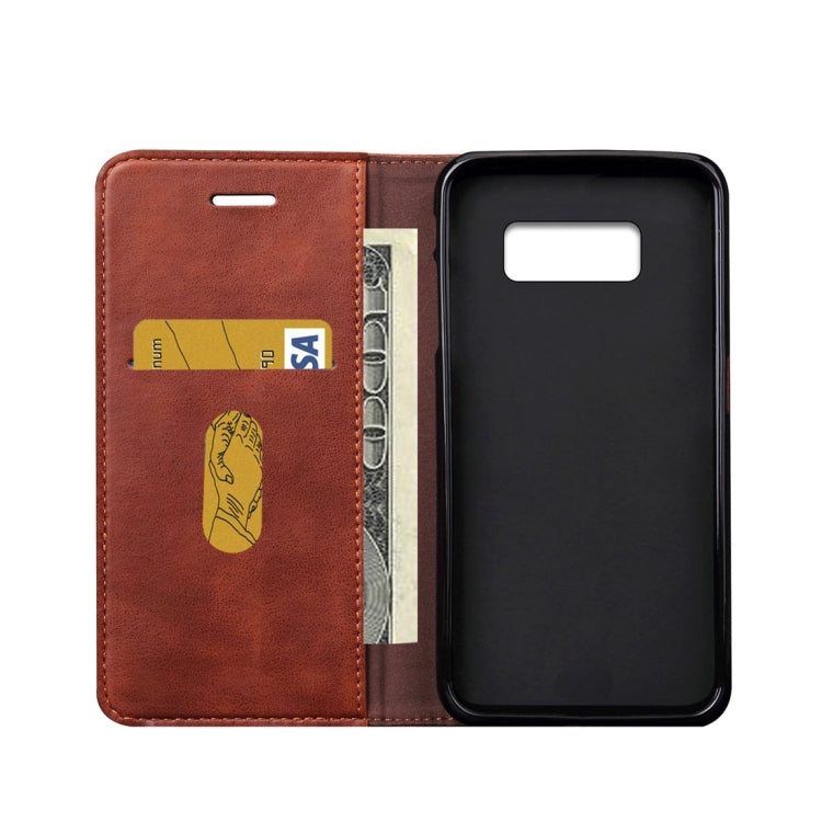 For Galaxy S8 + / G9550 Retro Crazy Horse Texture Casual Style with Absorption Horizontal Flip Leather Case with Holder & Card Slots & Wallet(Brown)