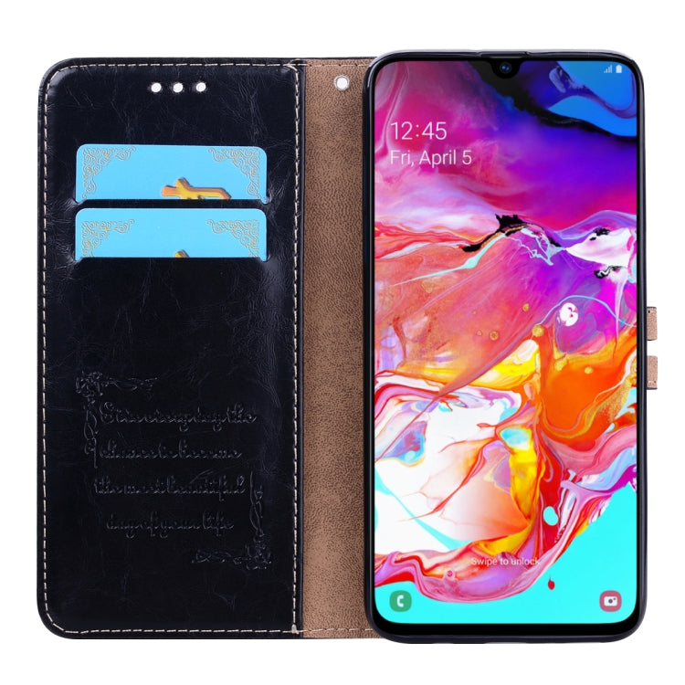 Business Style Oil Wax Texture Horizontal Flip Leather Case for Galaxy A70, with Holder & Card Slots & Wallet