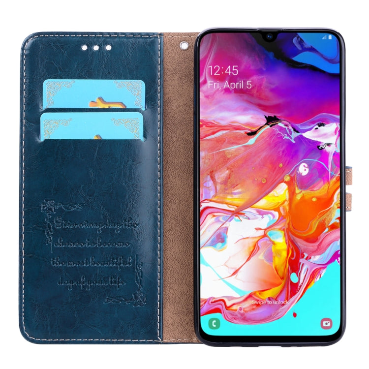 Business Style Oil Wax Texture Horizontal Flip Leather Case for Galaxy A70, with Holder & Card Slots & Wallet