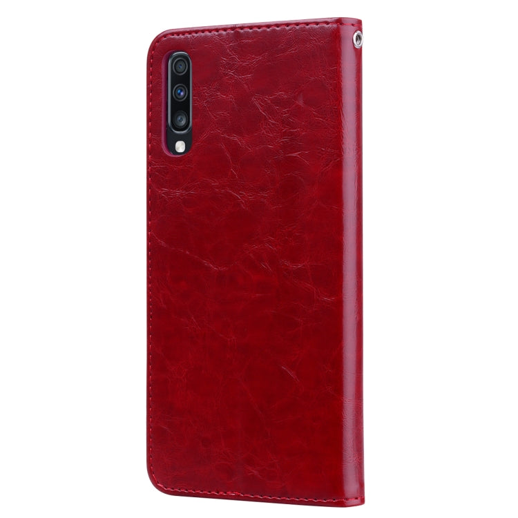 Business Style Oil Wax Texture Horizontal Flip Leather Case for Galaxy A70, with Holder & Card Slots & Wallet