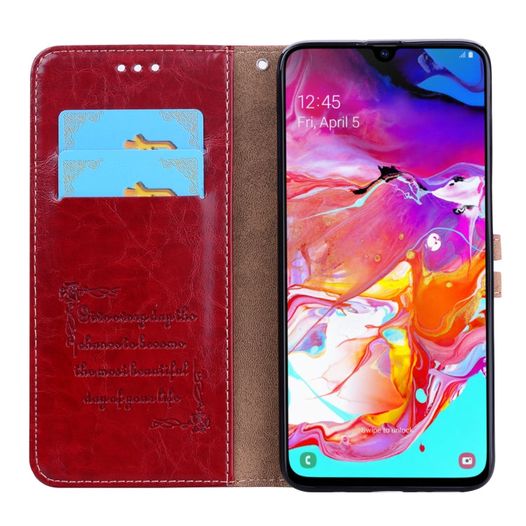 Business Style Oil Wax Texture Horizontal Flip Leather Case for Galaxy A70, with Holder & Card Slots & Wallet