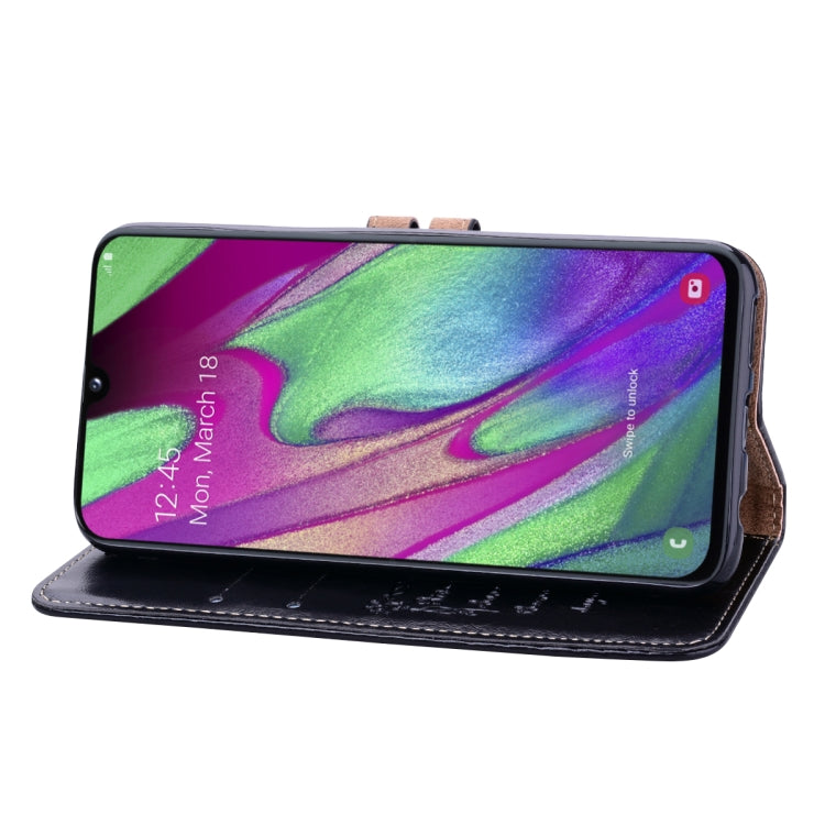 Business Style Oil Wax Texture Horizontal Flip Leather Case for Galaxy A40, with Holder & Card Slots & Wallet