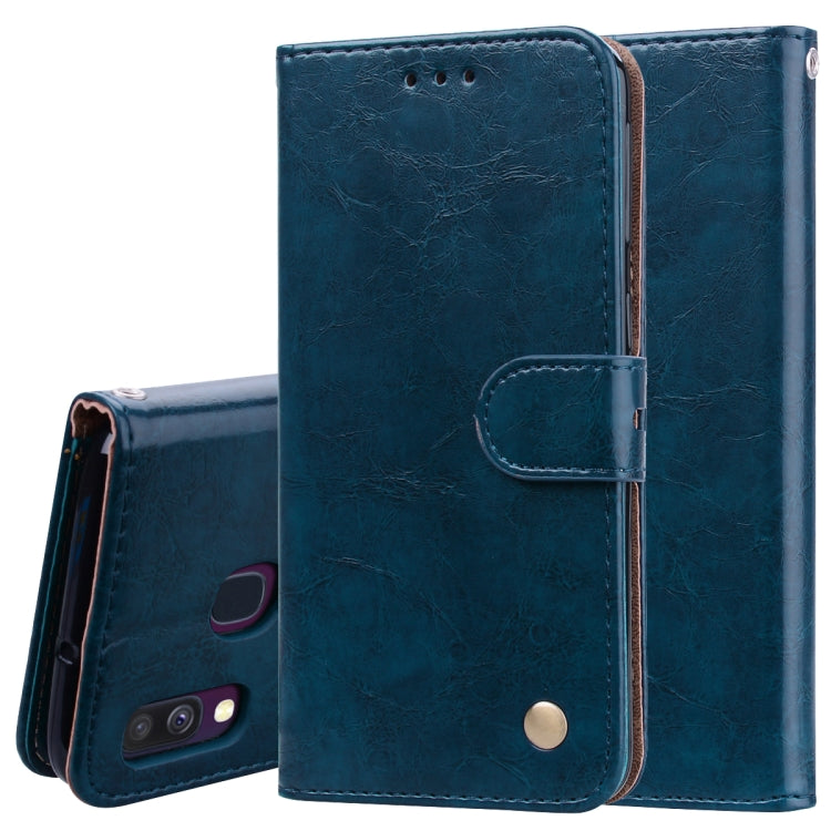 Business Style Oil Wax Texture Horizontal Flip Leather Case for Galaxy A40, with Holder & Card Slots & Wallet