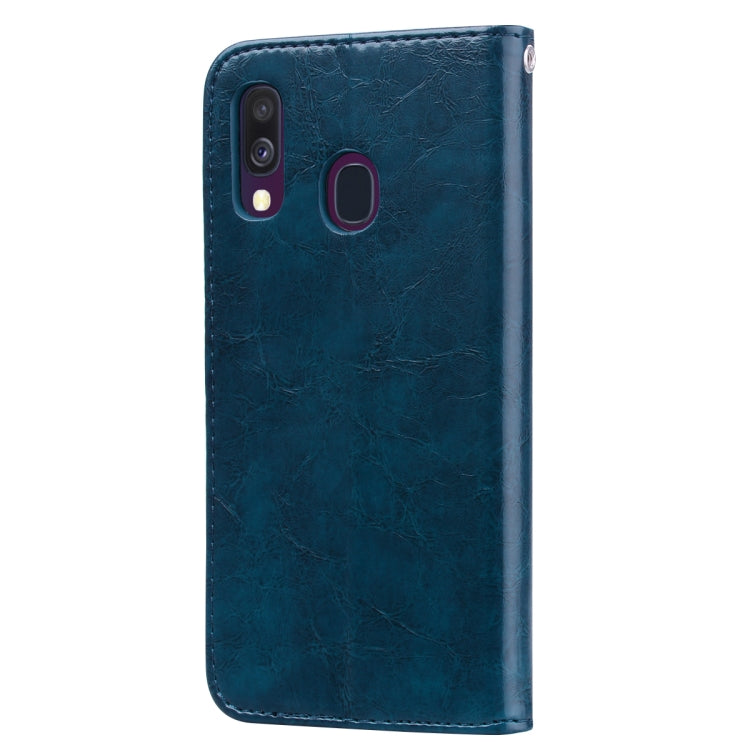 Business Style Oil Wax Texture Horizontal Flip Leather Case for Galaxy A40, with Holder & Card Slots & Wallet