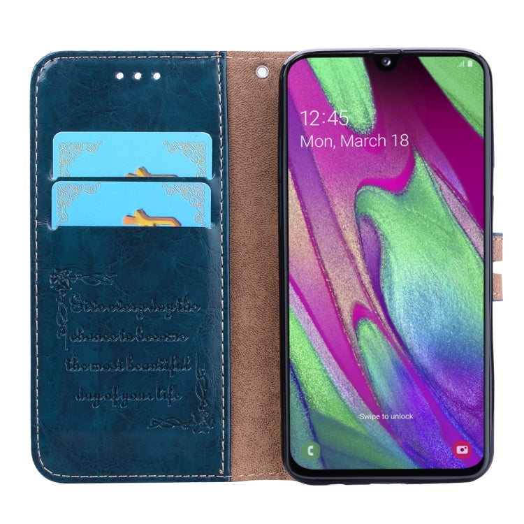 Business Style Oil Wax Texture Horizontal Flip Leather Case for Galaxy A40, with Holder & Card Slots & Wallet