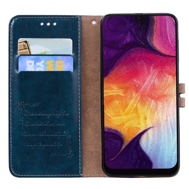 Business Style Oil Wax Texture Horizontal Flip Leather Case for Galaxy A50, with Holder & Card Slots & Wallet