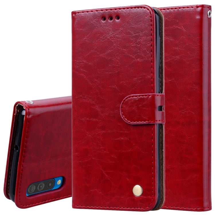 Business Style Oil Wax Texture Horizontal Flip Leather Case for Galaxy A50, with Holder & Card Slots & Wallet