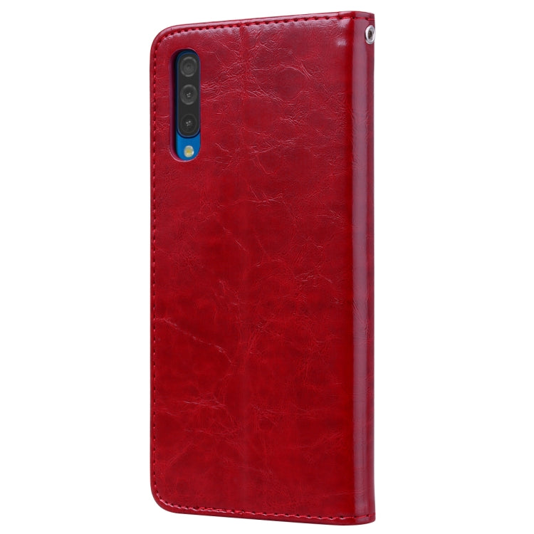 Business Style Oil Wax Texture Horizontal Flip Leather Case for Galaxy A50, with Holder & Card Slots & Wallet