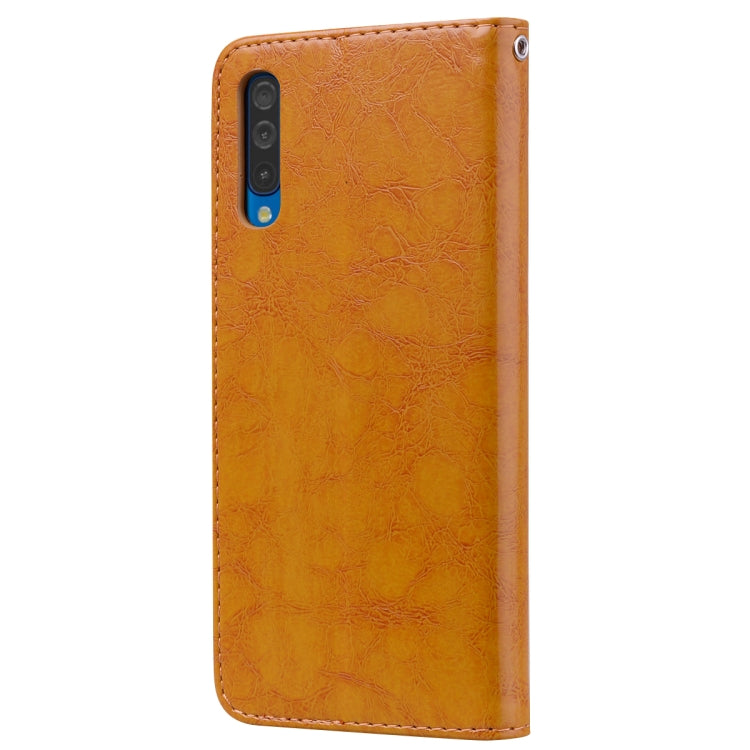 Business Style Oil Wax Texture Horizontal Flip Leather Case for Galaxy A50, with Holder & Card Slots & Wallet