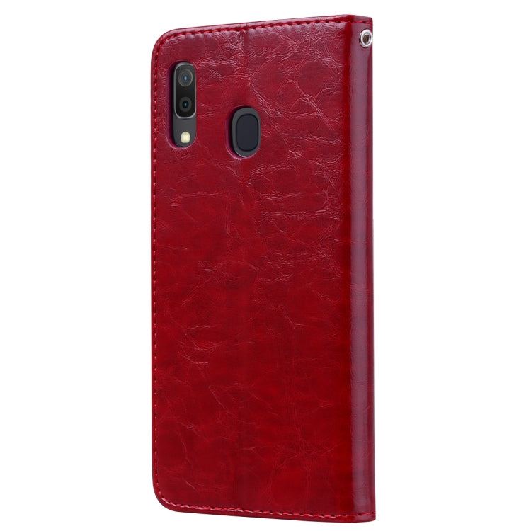 Business Style Oil Wax Texture Horizontal Flip Leather Case for Galaxy A30, with Holder & Card Slots & Wallet