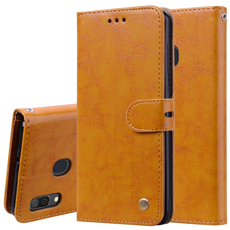 Business Style Oil Wax Texture Horizontal Flip Leather Case for Galaxy A30, with Holder & Card Slots & Wallet