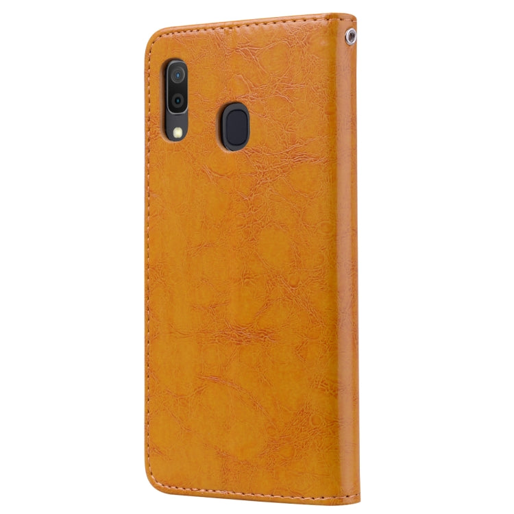 Business Style Oil Wax Texture Horizontal Flip Leather Case for Galaxy A30, with Holder & Card Slots & Wallet