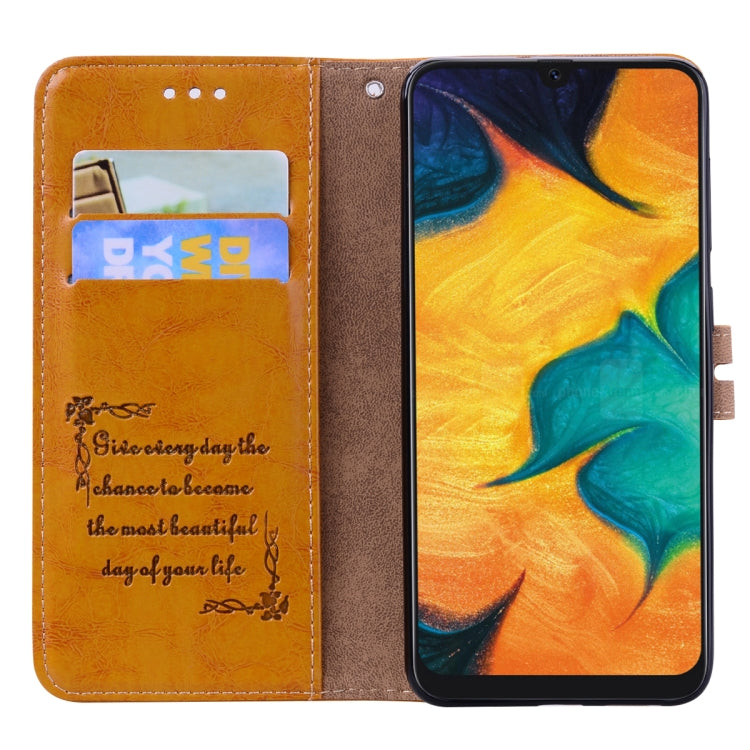 Business Style Oil Wax Texture Horizontal Flip Leather Case for Galaxy A30, with Holder & Card Slots & Wallet