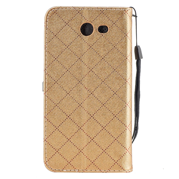 For Galaxy J3 (2017) (US Version) TPU + PU Love Contrast Color Lattice Horizontal Flip Leather Case with Holder & Card Slots & Wallet & Lanyard