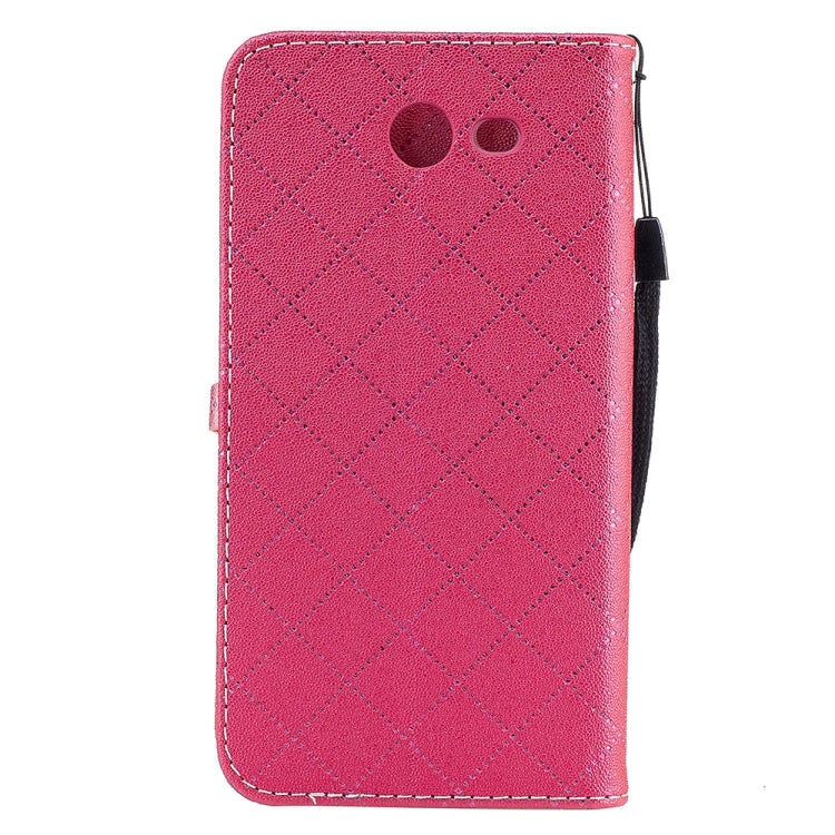 For Galaxy J3 (2017) (US Version) TPU + PU Love Contrast Color Lattice Horizontal Flip Leather Case with Holder & Card Slots & Wallet & Lanyard