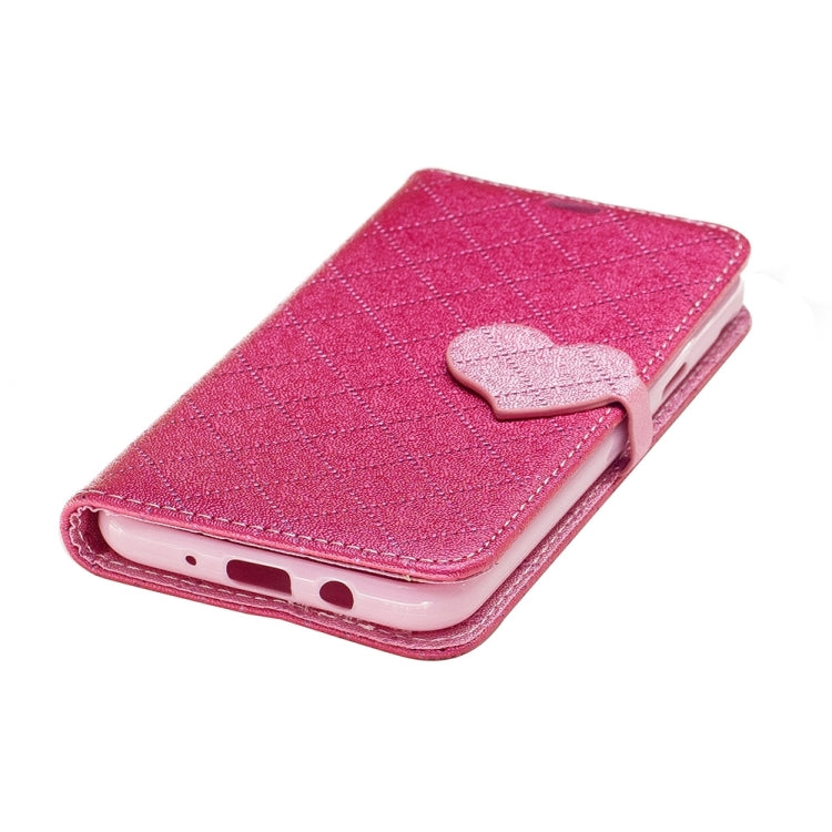For Galaxy J3 (2017) (US Version) TPU + PU Love Contrast Color Lattice Horizontal Flip Leather Case with Holder & Card Slots & Wallet & Lanyard