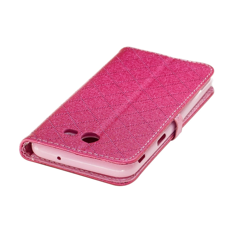 For Galaxy J3 (2017) (US Version) TPU + PU Love Contrast Color Lattice Horizontal Flip Leather Case with Holder & Card Slots & Wallet & Lanyard