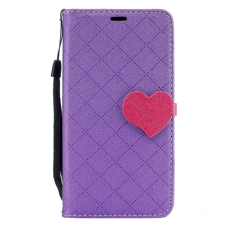 For Galaxy J3 (2017) (US Version) TPU + PU Love Contrast Color Lattice Horizontal Flip Leather Case with Holder & Card Slots & Wallet & Lanyard